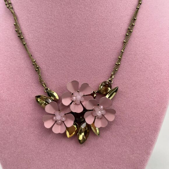Necklace Simply Vera Wang Pink floral Rhinestones necklace #589 - Picture 2 of 10